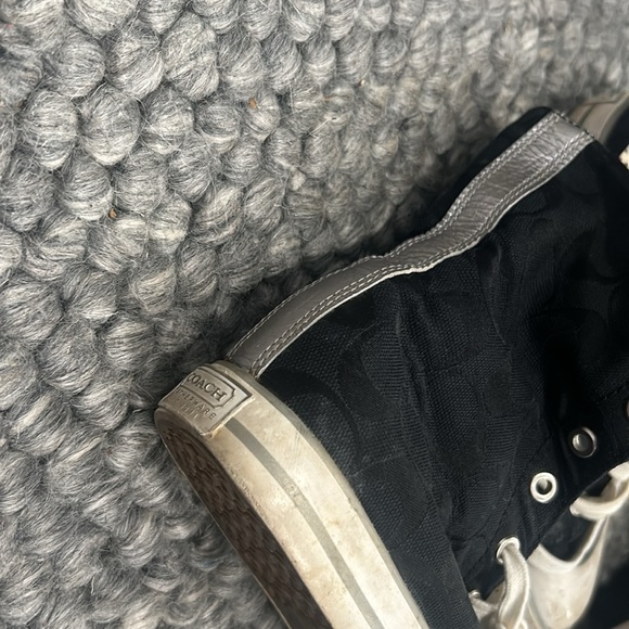 Coach Black “Bonney” Cheetah Logo Printed High Top Sneakers Size 6 - Picture 3 of 8